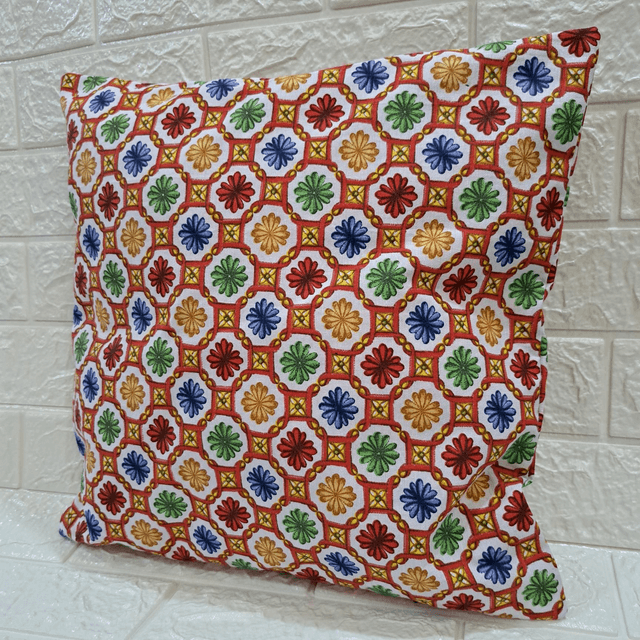 Fodera cuscino con maioliche siciliane colorate 40x40 cm fatta a mano
