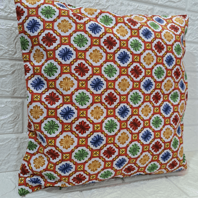 Fodera cuscino con maioliche siciliane colorate 40x40 cm fatta a mano