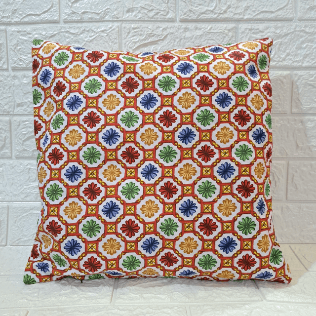 Fodera cuscino con maioliche siciliane colorate 40x40 cm fatta a mano