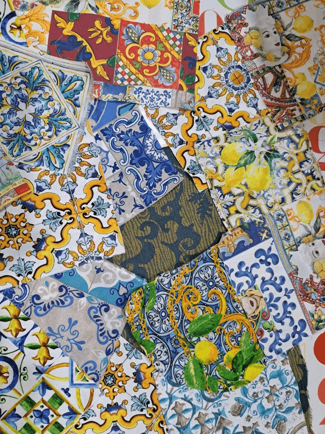 Ritagli di tessuto siciliano, tante fantasie per i tuoi lavori di cucito, teste di moro, maioliche di Sicilia, limoni